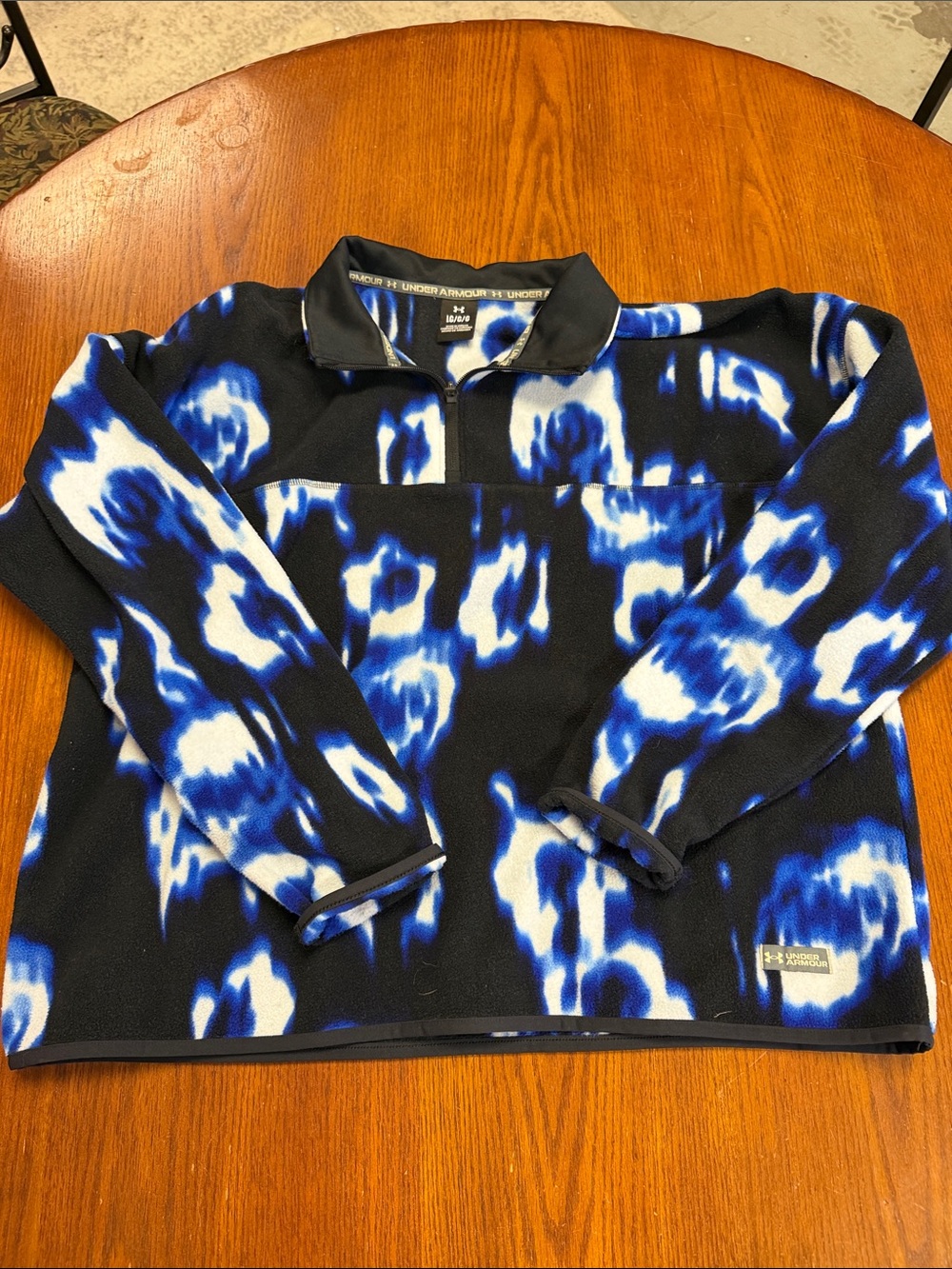 Under Armour Women's Turbofleece Tie Dye 1/4 Zip Fleece Sweatshirt Blue Black L